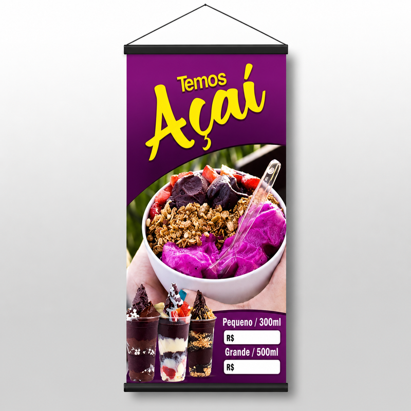 Mini Banner | 33x70cm – Acabamento: Canaleta + Corda
